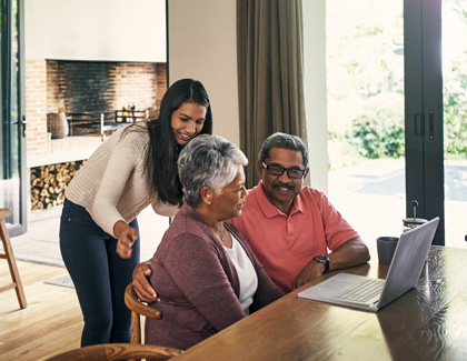 Family discussing options for first home purchase